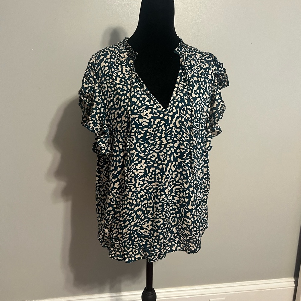 Jessica Simpson Black and White Ruffled Blouse